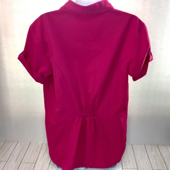 Merrell Core Woven Button Front Collar Top - Picture 2 of 12